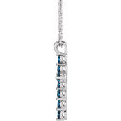 Platinum Lab-Grown Blue Sapphire 16-18" Necklace