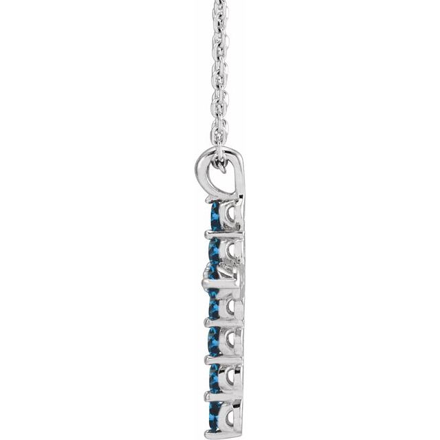 Platinum Lab-Grown Blue Sapphire 16-18" Necklace