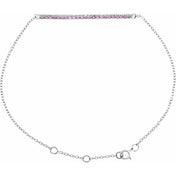 14K White Natural Pink Sapphire 8" Bracelet