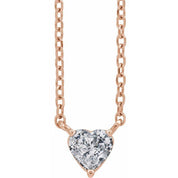 14K Rose Natural White Sapphire Heart 16-18" Necklace
