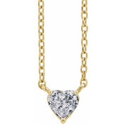 14K Yellow Natural White Sapphire Heart 16-18" Necklace