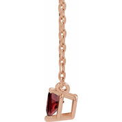 14K Rose Natural Mozambique Garnet Heart 16-18" Necklace