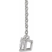 14K White Natural White Sapphire Heart 16-18" Necklace