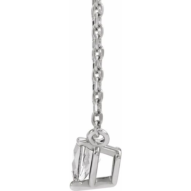 14K White Natural White Sapphire Heart 16-18" Necklace
