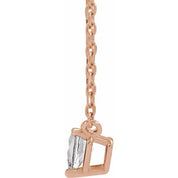 14K Rose Natural White Sapphire Heart 16-18" Necklace