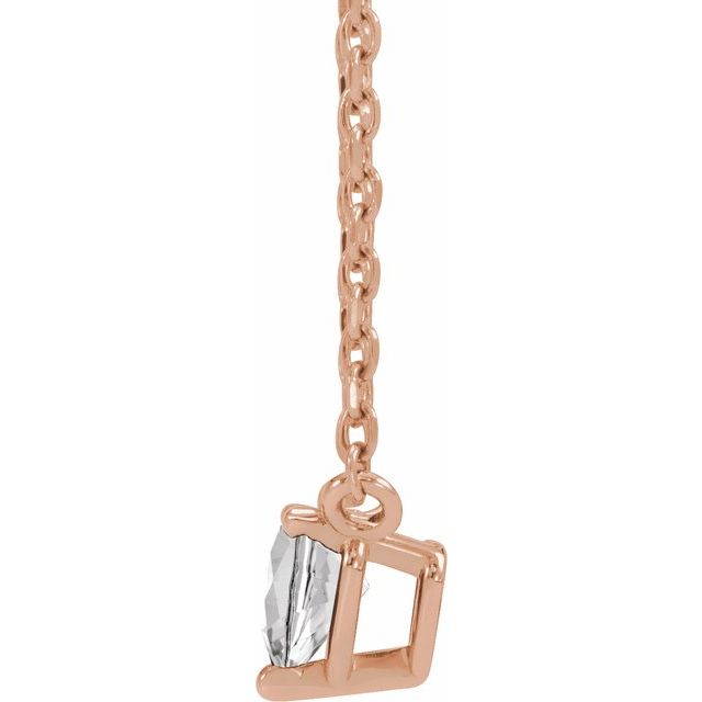 14K Rose Natural White Sapphire Heart 16-18" Necklace