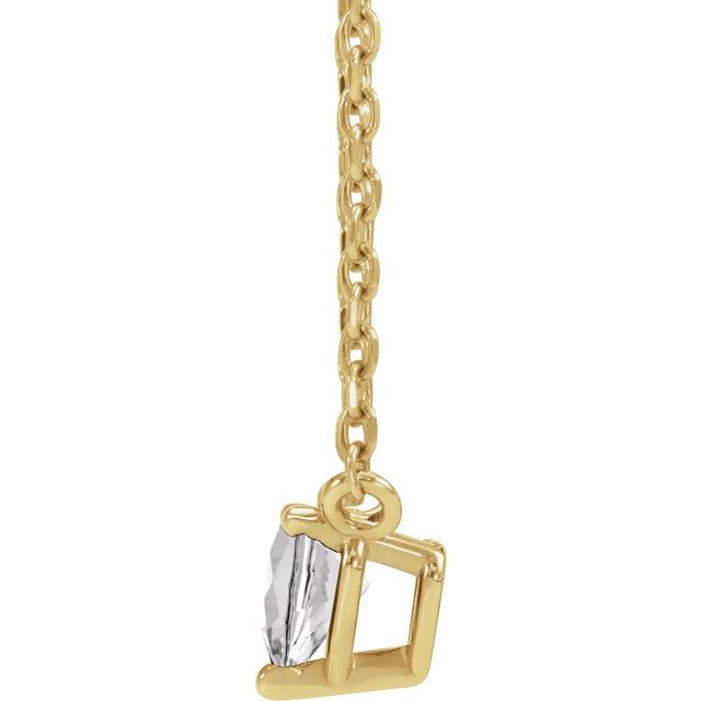 14K Yellow Natural White Sapphire Heart 16-18" Necklace