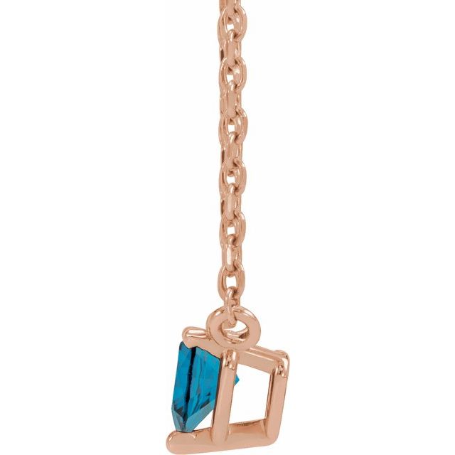 14K Rose Natural London Blue Topaz Heart 16-18" Necklace