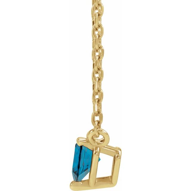 14K Yellow Natural London Blue Topaz Heart 16-18" Necklace