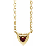 14K Yellow Natural Mozambique Garnet Heart 16-18" Necklace
