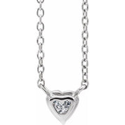 14K White Natural White Sapphire Heart 16-18" Necklace