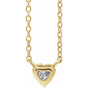 14K Yellow Natural White Sapphire Heart 16-18" Necklace