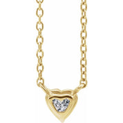 14K Yellow Natural White Sapphire Heart 16-18" Necklace