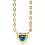 14K Yellow Natural London Blue Topaz Heart 16-18" Necklace