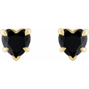 14K Yellow Natural Black Onyx Stud Earrings