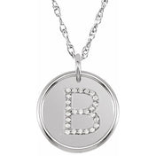 Sterling Silver 1/8 CTW Natural Diamond Posh Mommy? Initial B 18" Necklace
