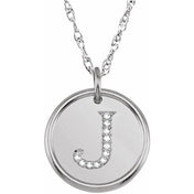 Sterling Silver .06 CTW Natural Diamond Posh Mommy? Initial J 18" Necklace