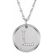 Sterling Silver .06 CTW Natural Diamond Posh Mommy? Initial L 18" Necklace