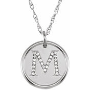 Sterling Silver 1/8 CTW Natural Diamond Posh Mommy? Initial M 18" Necklace