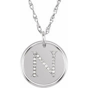 Sterling Silver 1/8 CTW Natural Diamond Posh Mommy? Initial N 18" Necklace