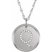 Sterling Silver 1/10 CTW Natural Diamond Posh Mommy? Initial Q 18" Necklace