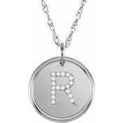 Sterling Silver .07 CTW Natural Diamond Posh Mommy? Initial R 18" Necklace