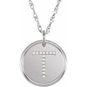 Sterling Silver .07 CTW Natural Diamond Posh Mommy? Initial T 18" Necklace