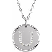 Sterling Silver .08 CTW Natural Diamond Posh Mommy? Initial U 18" Necklace
