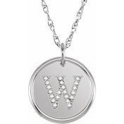 Sterling Silver 1/10 CTW Natural Diamond Posh Mommy? Initial W 18" Necklace
