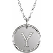 Sterling Silver .06 CTW Natural Diamond Posh Mommy? Initial Y 18" Necklace
