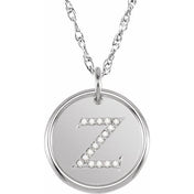 Sterling Silver .08 CTW Natural Diamond Posh Mommy? Initial Z 18" Necklace