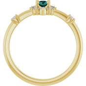 14K Yellow Lab-Grown Alexandrite & 1/6 CTW Natural Diamond Halo-Style Ring