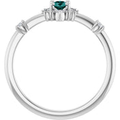 Sterling Silver Lab-Grown Alexandrite & 1/6 CTW Natural Diamond Halo-Style Ring