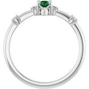 Platinum Lab-Grown Emerald & 1/6 CTW Natural Diamond Halo-Style Ring