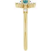 14K Yellow Lab-Grown Alexandrite & 1/6 CTW Natural Diamond Halo-Style Ring