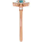 14K Rose Lab-Grown Alexandrite & 1/6 CTW Natural Diamond Halo-Style Ring