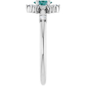 Platinum Lab-Grown Alexandrite & 1/6 CTW Natural Diamond Halo-Style Ring