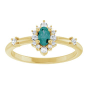 14K Yellow Lab-Grown Alexandrite & 1/6 CTW Natural Diamond Halo-Style Ring