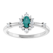 Sterling Silver Lab-Grown Alexandrite & 1/6 CTW Natural Diamond Halo-Style Ring