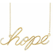 14K Yellow .08 CTW Natural Diamond "Hope" Phrase 16 1/2* Necklace