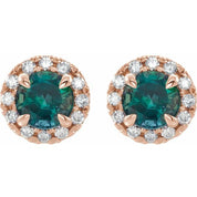 14K Rose 5 mm Lab-Grown Alexandrite & 1/3 CTW Natural Diamond Halo-Style Earrings