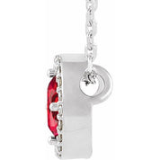 Sterling Silver Lab-Grown Ruby & .05 CTW Natural Diamond Halo-Style 16" Necklace