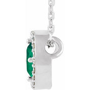 Platinum Lab-Grown Emerald & .05 CTW Natural Diamond Halo-Style 16" Necklace