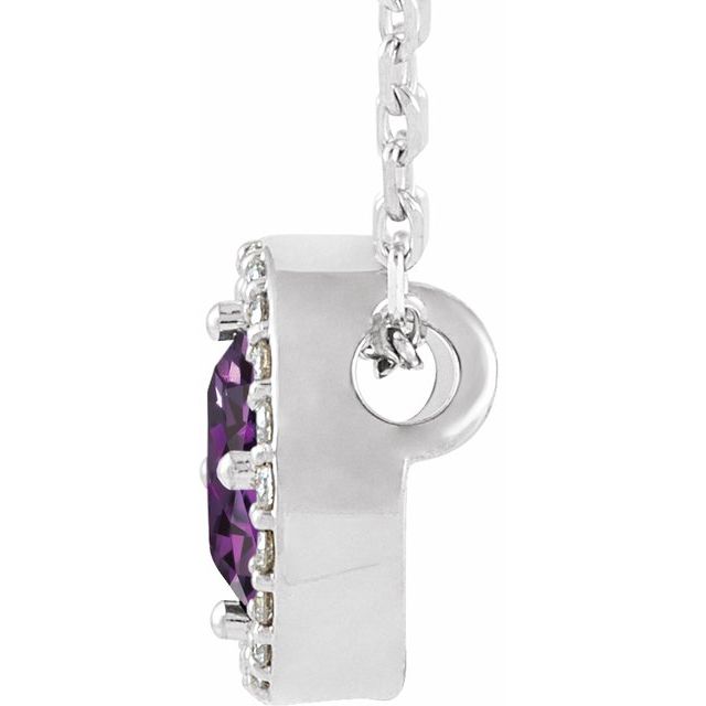 Platinum Lab-Grown Alexandrite & .05 CTW Natural Diamond Halo-Style 16" Necklace