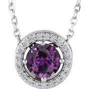 Platinum Lab-Grown Alexandrite & .05 CTW Natural Diamond Halo-Style 16" Necklace