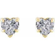 14K Yellow Natural White Sapphire Stud Earrings