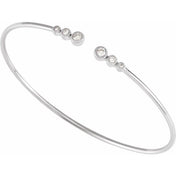 14K White 1/4 CTW Natural Diamond Cuff 7" Bracelet