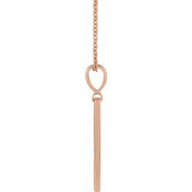 14K Rose .0075 CT Natural Diamond XO Bar 16-18" Necklace
