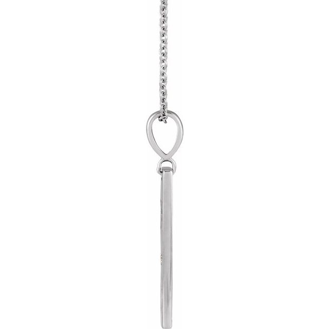 Sterling Silver .0075 CT Natural Diamond XO Bar 16-18" Necklace