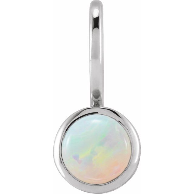 14K White Natural White Opal Charm/Pendant